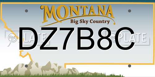 DZ7B8C Montana License Plate