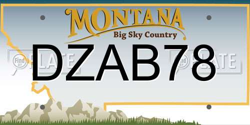 DZAB78 Montana License Plate