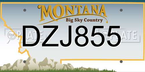 DZJ855 Montana License Plate