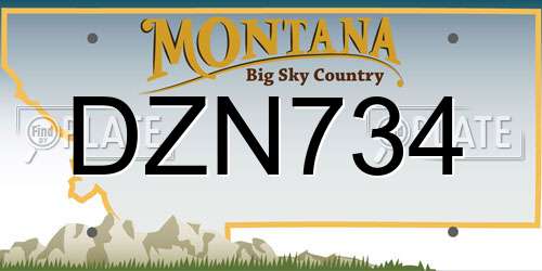DZN734 Montana License Plate