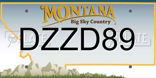 DZZD89 Montana License Plate