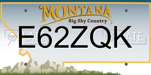 E62ZQK Montana License Plate