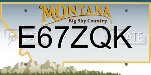 E67ZQK Montana License Plate
