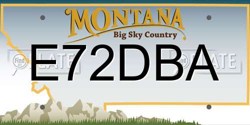 E72DBA Montana License Plate