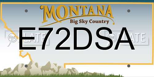 E72DSA Montana License Plate