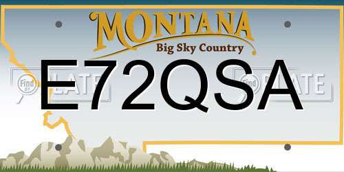 E72QSA Montana License Plate