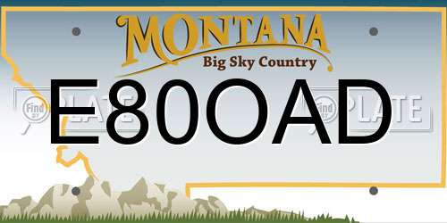 E80OAD Montana License Plate