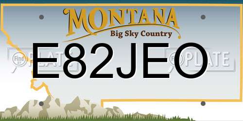 E82JEO Montana License Plate