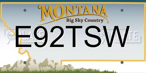 E92TSW Montana License Plate