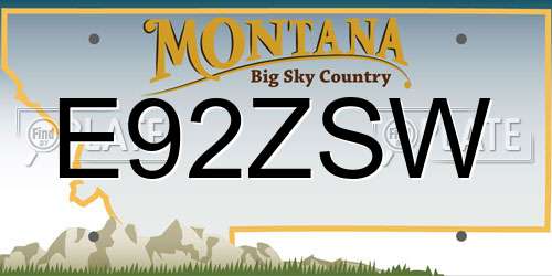 E92ZSW Montana License Plate