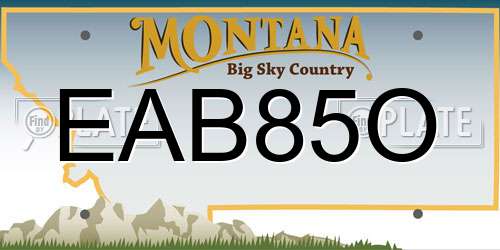 EAB85O Montana License Plate