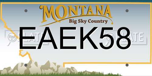 EAEK58 Montana License Plate