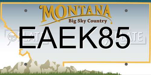 EAEK85 Montana License Plate