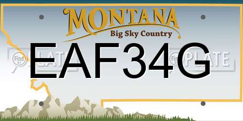 EAF34G Montana License Plate