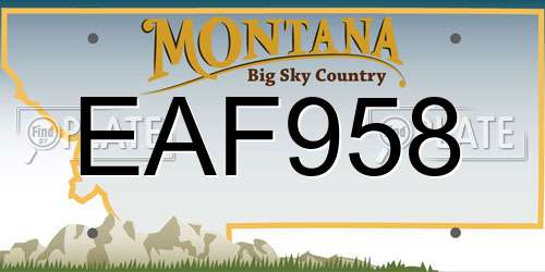 EAF958 Montana License Plate