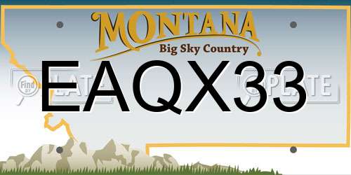 EAQX33 Montana License Plate