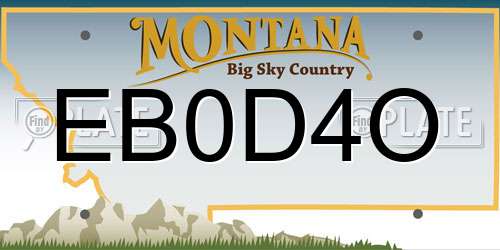 EB0D4O Montana License Plate