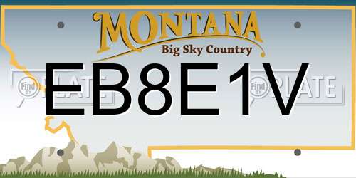 EB8E1V Montana License Plate