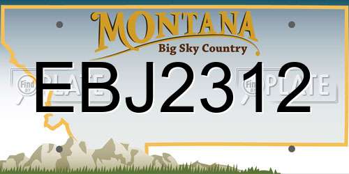 EBJ2312 Montana License Plate