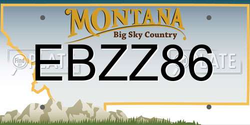 EBZZ86 Montana License Plate