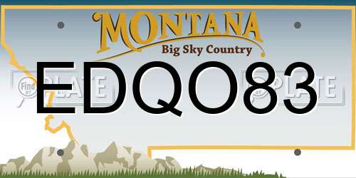 EDQO83 Montana License Plate