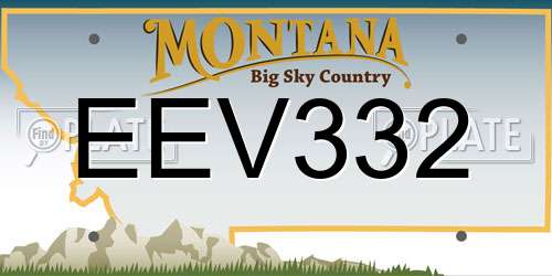 EEV332 Montana License Plate