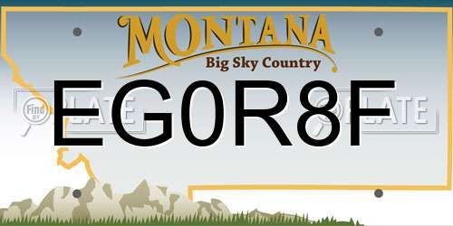 EG0R8F Montana License Plate