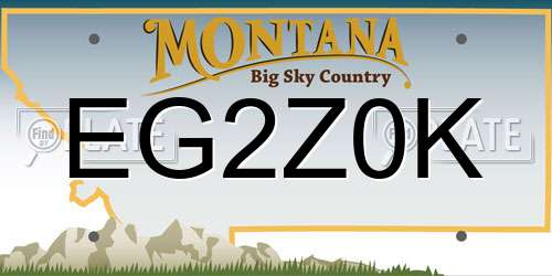 EG2Z0K Montana License Plate