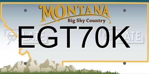 EGT70K Montana License Plate