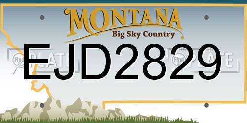 EJD2829 Montana License Plate