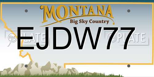 EJDW77 Montana License Plate