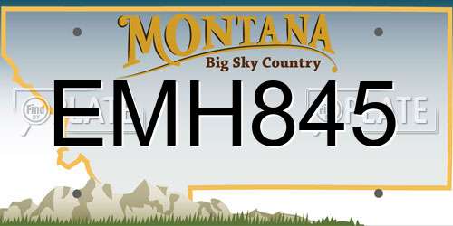 EMH845 Montana License Plate
