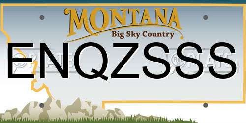 ENQZSSS Montana License Plate