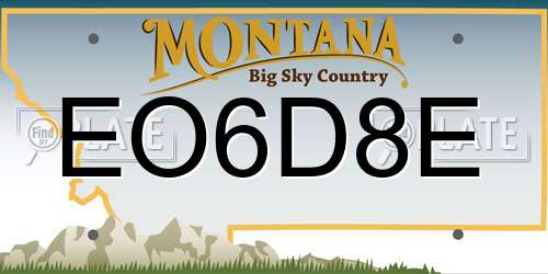 EO6D8E Montana License Plate