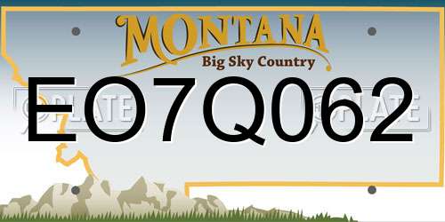 EO7Q062 Montana License Plate