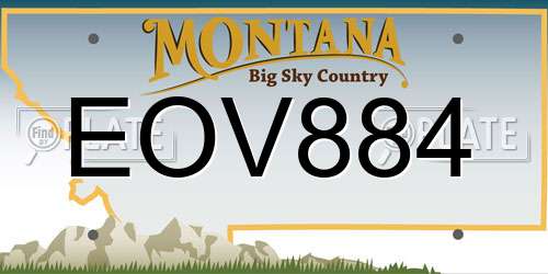 EOV884 Montana License Plate