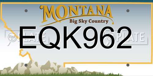 EQK962 Montana License Plate