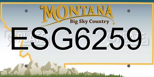 ESG6259 Montana License Plate