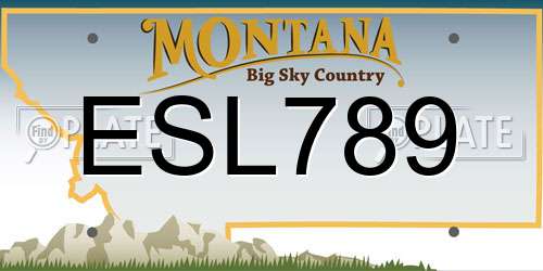 ESL789 Montana License Plate