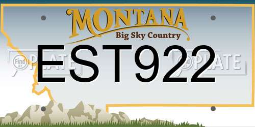EST922 Montana License Plate