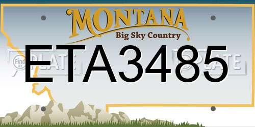 ETA3485 Montana License Plate