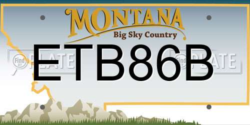 ETB86B Montana License Plate