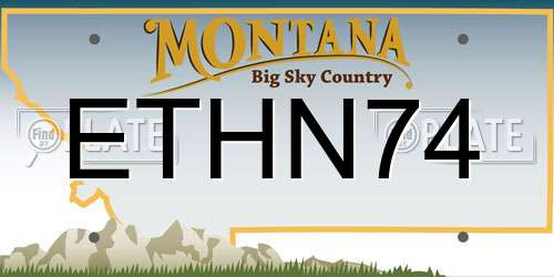 ETHN74 Montana License Plate