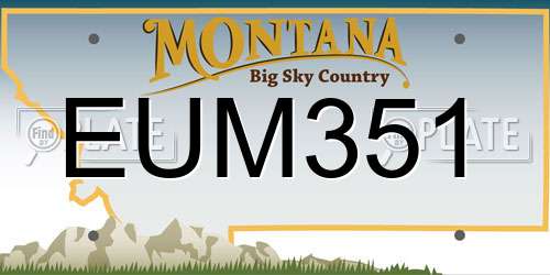 EUM351 Montana License Plate