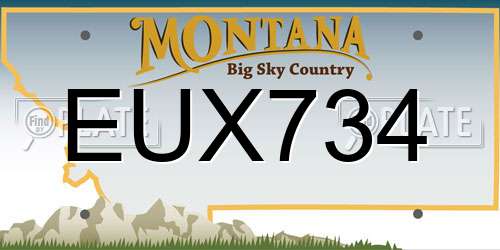 EUX734 Montana License Plate