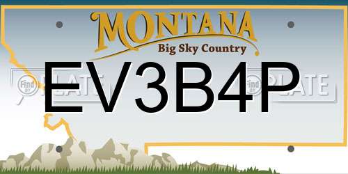 EV3B4P Montana License Plate