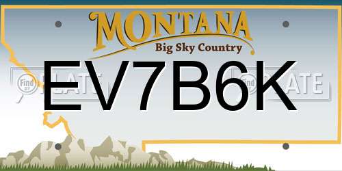 EV7B6K Montana License Plate