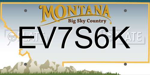 EV7S6K Montana License Plate