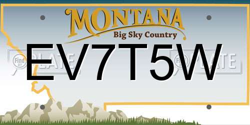EV7T5W Montana License Plate