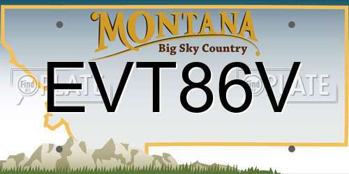 EVT86V Montana License Plate